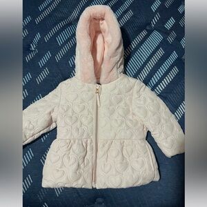Pink Quilted Baby Jacket with Heart Pattern